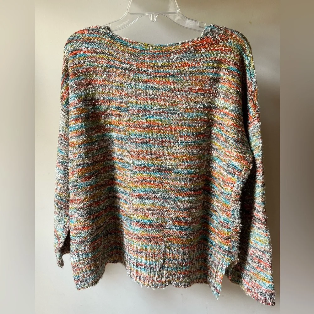 Soft surroundings, multicolor, space dye rainbow sweater, scoopneck EUC medium - Picture 6 of 7